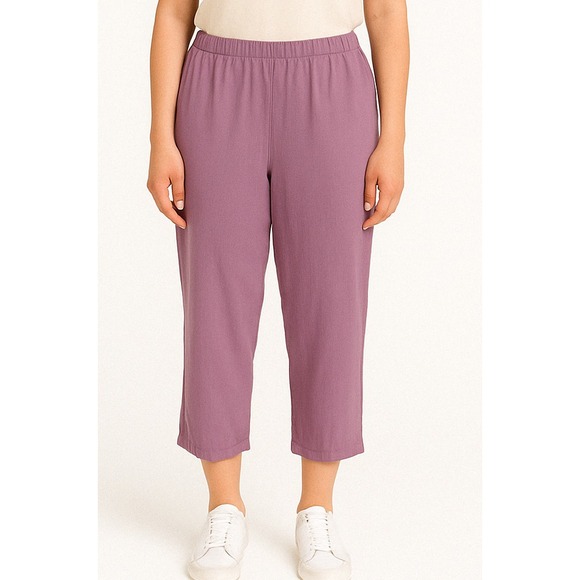 Adini Women's Plus Viscose Pull On Pants High Rise Straight Leg Purple Sz 3X NWT - Picture 1 of 11